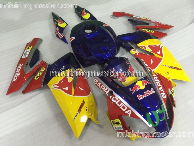 (image for) Fit for Aprilia RS125 2006 2007 2008 2009 2010 2011 fairing kit injection molding Yellow red bull