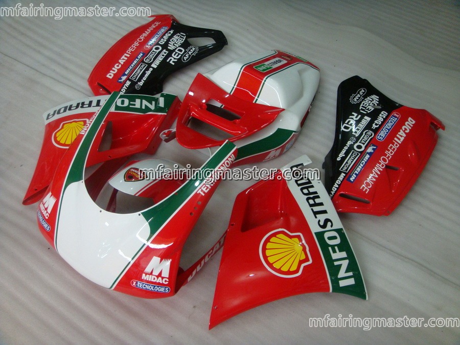 (image for) Fit for Ducati 996 748 916 998 1996 1997 1998 1999 2000 2001 2002 2003 2004 fairing kit injection molding Infostrada red white