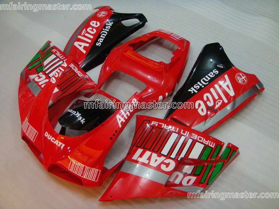 (image for) Fit for Ducati 996 748 916 998 1996 1997 1998 1999 2000 2001 2002 2003 2004 fairing kit injection molding Alice red black