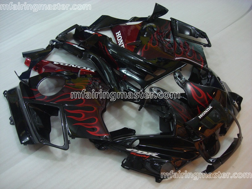 (image for) Fit for Honda CBR600 F2 1991 1992 1993 1994 fairing kit Red flames balck