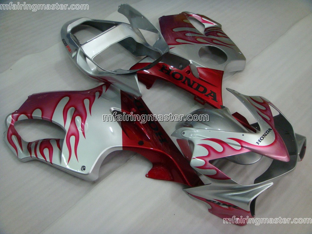 (image for) Fit for Honda CBR600 F4i 2001 2002 2003 fairing kit injection molding Red flames silver
