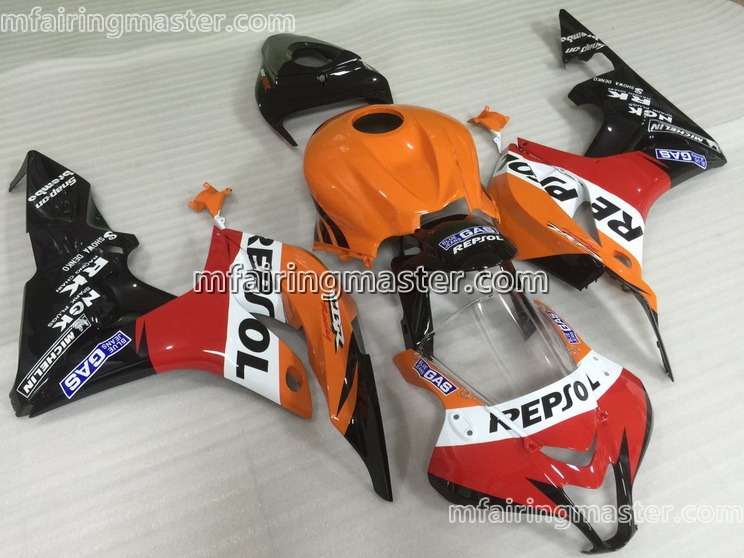 thumbnail interactive-video image 1 of Orange Repsol Fairing Kit For Honda CBR600RR (2007-2008) - ABS Plastic - Pre-Drilled Holes 1 of 3