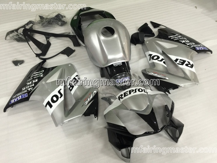 (image for) Fit for Honda VFR800 2002 2003 2004 2005 2006 2007 2008 2009 2010 2011 2012 fairing kit injection molding Repsol silver black - Click Image to Close