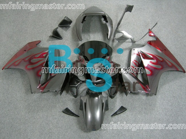 (image for) Fit for Honda VFR800 2002 2003 2004 2005 2006 2007 2008 2009 2010 2011 2012 fairing kit injection molding Red flame silver