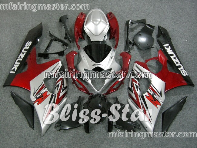 (image for) Fit for Suzuki GSXR 1000 K5 2005 2006 fairing kit injection molding Silver red