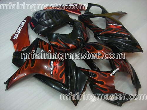 (image for) Fit for Suzuki GSXR 1000 K7 2007 2008 fairing kit injection molding Red flame black