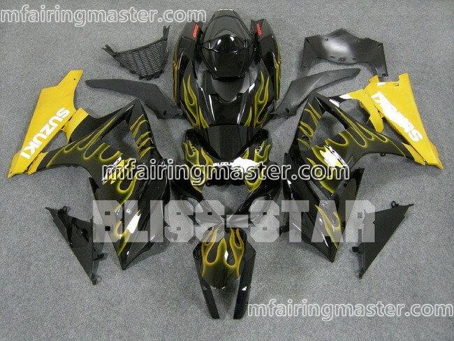 (image for) Fit for Suzuki GSXR 1000 K7 2007 2008 fairing kit injection molding Yellow flame black