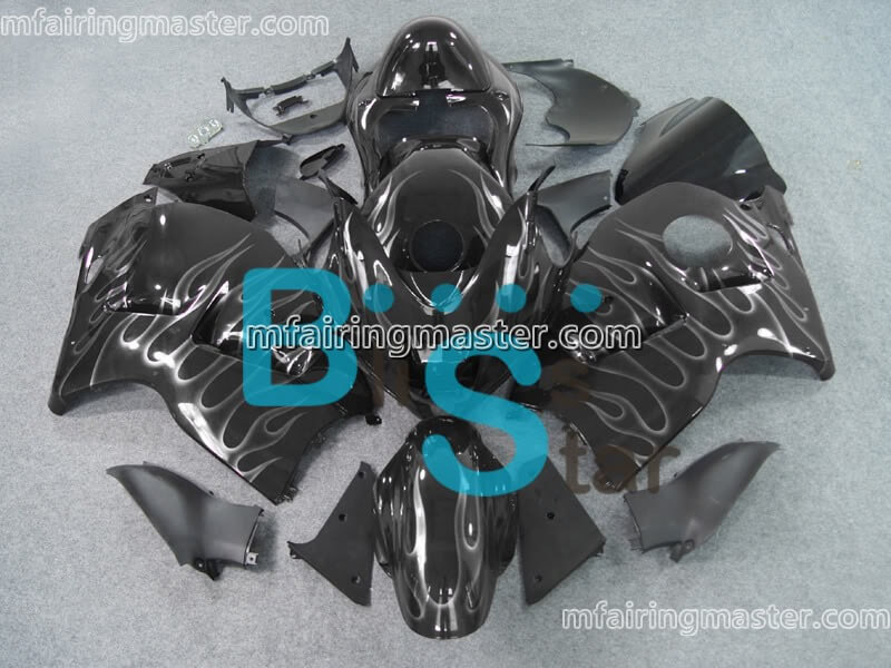 (image for) Fit for Suzuki GSXR 1300 Hayabusa 1999 2000 2001 2002 2003 2004 2005 2006 2007 fairing kit injection molding Grey flame black - Click Image to Close