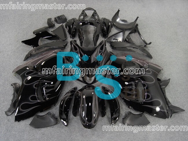 (image for) Fit for Suzuki GSXR 1300 Hayabusa 2016 2017 2018 2019 2020 fairing kit injection molding Grey flame black