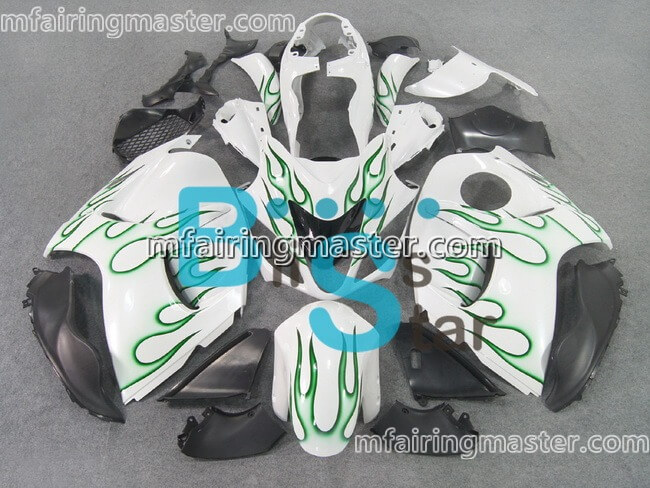 (image for) Fit for Suzuki GSXR 1300 Hayabusa 2016 2017 2018 2019 2020 fairing kit injection molding Green flame white