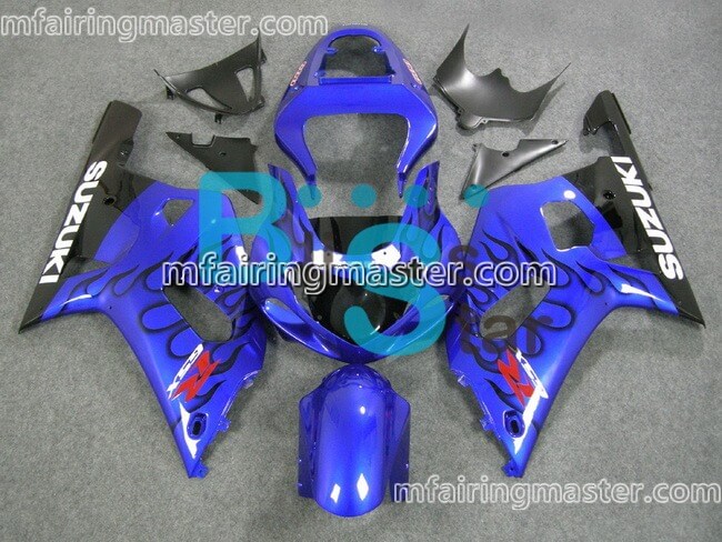 (image for) Fit for Suzuki GSXR 600 750 k1 2001 2002 2003 fairing kit injection molding Black flame blue