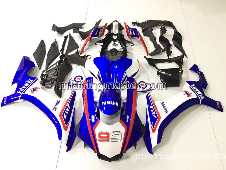 (image for) Fit for Yamaha YZF 1000 R1 2015 2016 2017 fairing kit injection molding 99 blue white - Click Image to Close