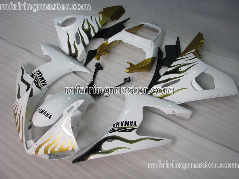 (image for) Fit for Yamaha YZF 600 R6 2003 2004 2005 fairing kit injection molding Golden white