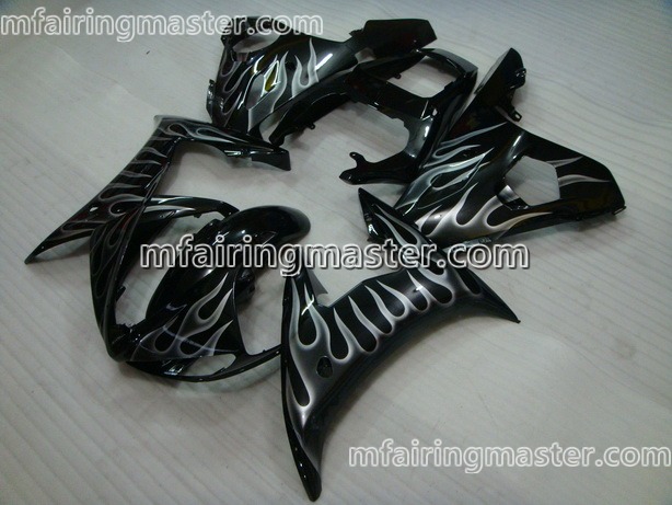 (image for) Fit for Yamaha YZF 600 R6 2003 2004 2005 fairing kit injection molding Smoking flame black