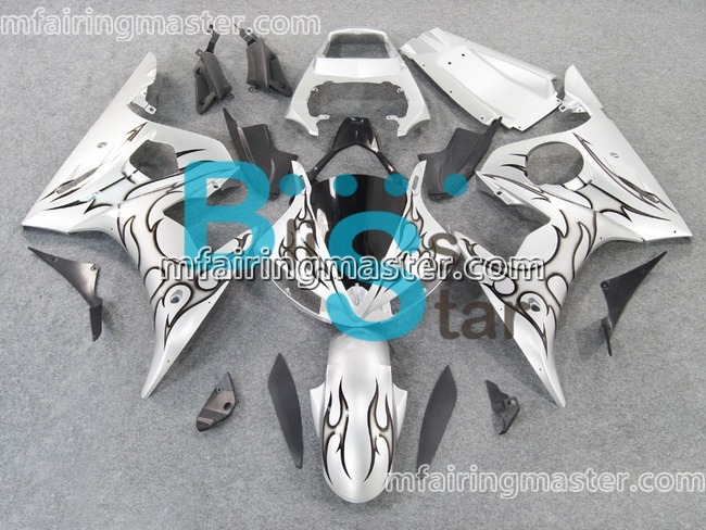 (image for) Fit for Yamaha YZF 600 R6 2003 2004 2005 fairing kit injection molding Silver black
