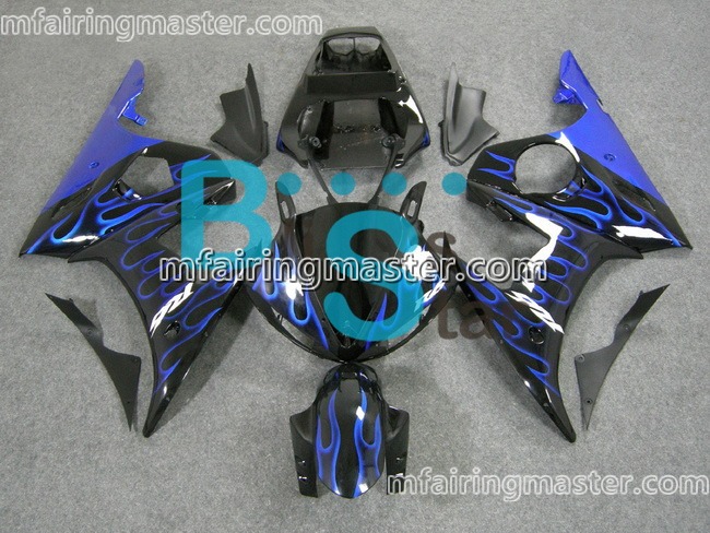 (image for) Fit for Yamaha YZF 600 R6 2003 2004 2005 fairing kit injection molding Blue flame black