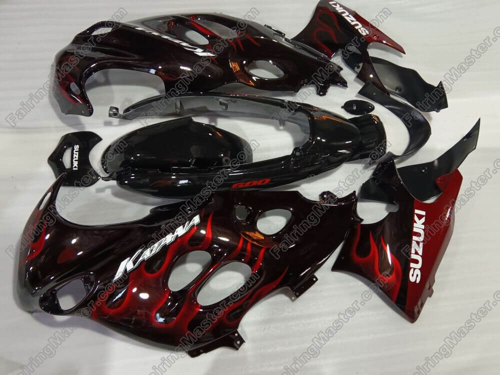 (image for) Fit for Suzuki GSXF 600 750 Katana 2005 2006 fairing kit black red flames 143