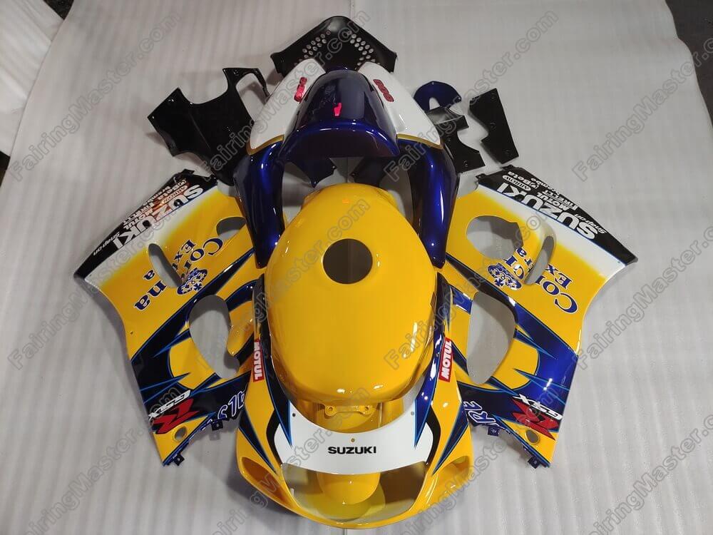 (image for) Handcrafted compression molding fairing kits fit for Suzuki GSXR 600 750 1996 - 2000 yellow blue white 166