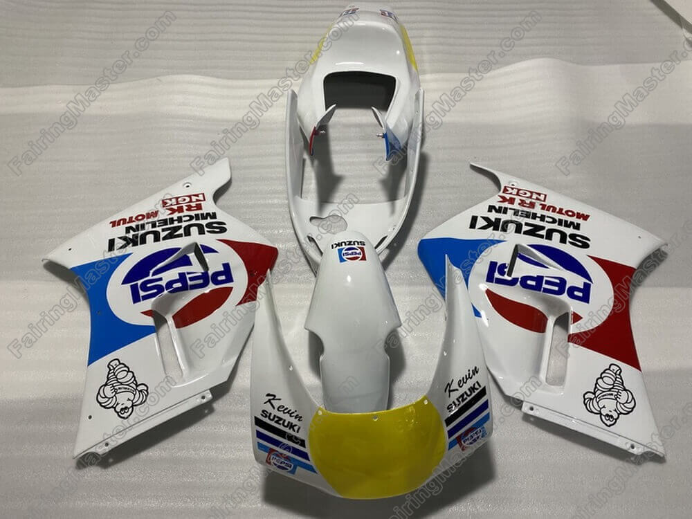 (image for) Handcrafted compression molding fairing kits fit for Suzuki RGV250 VJ22 1990 - 1995 white blue yellow 108